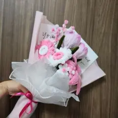 【モールフラワー】ガーベラ　チューリップ　カスミソウ　枯れない花束