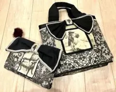 リボン付きトートバッグとクラッチバッグセット