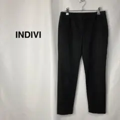INDIVI インディヴィ ストレッチストレートパンツ ブラック レディース