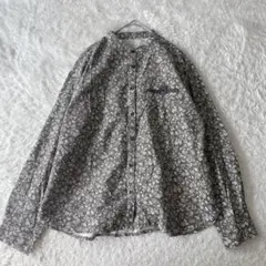ヌーヴォヌーヴォ　コーデュロイ　花柄　ノーカラー　ブラウス　44