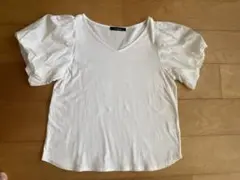 w closet ホワイト Vネック パフスリーブ 半袖Tシャツ