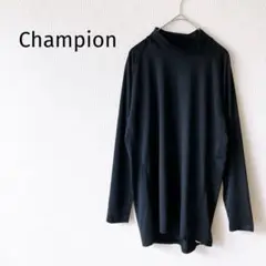 Z【チャンピオン】長袖シャツ インナーウェア 黒 薄手 ストレッチ メンズL