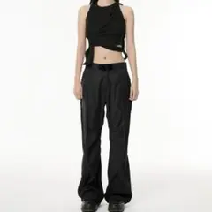 FLAREUP Diagonal Flare Pants Black