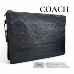 COACH コーチ　シグネチャーエンボスドクラッチバッグ　ブラック　F75914