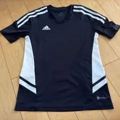 adidas ストライプ Tシャツ 黒 キッズ150