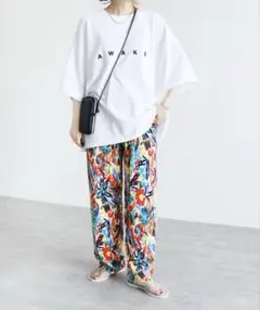 reca フラワープリントプリーツパンツ