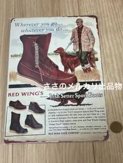 業務用　RedWing ブーツスチール看板　アイリッシュセッター　レッドウイング