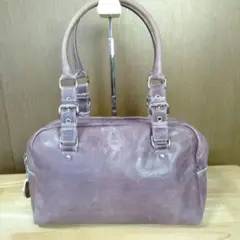 タグ付 アクセソワ Accessoires ダメージ加工 革レザーラベンダー色