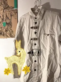 GOLO メンズ長袖刺繍シャツ　チロルシャツ超可愛い