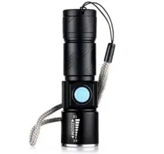 懐中電灯 led 強力 軍用USB充電式 防水 携帯 防災 スキー 黒