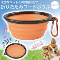 シリコン フード エサ ボウル 折りたたみ オレンジ 水入れ 水筒 キャンプ