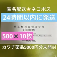 カワチ薬品 株主優待券 ⭐️ドラッグストア カワチ薬品