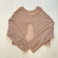【美品】メッシュ編み クロップドセーター AS KNOW AS PINKY