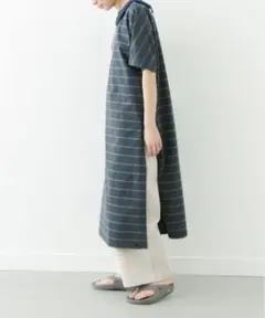 【EKAL】ネイチャーボーダーショートスリーブワンピース