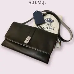 【未使用】A.D.M.J. スワロフスキー アールデコモチーフ付 Wポーチ