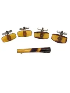 べっ甲？　カフスボタンとネクタイピン　セット　　　レトロ　ビンテージ