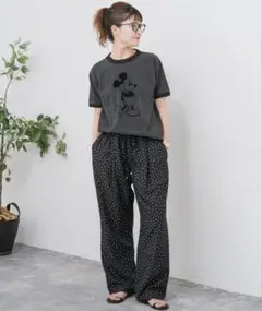 Spick&Span ドットプリントイージーストレートパンツ 38