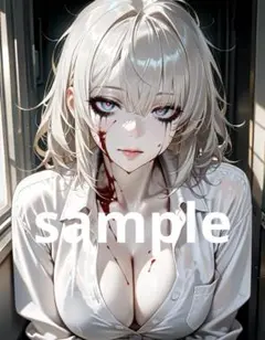 AI美女 アニメ イラスト A4ポスター ハロウィンゾンビコスプレ彼女@291