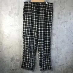 Y5631古着　チェックパンツ　パジャマパンツ　黒　茶　白　90s Y2K