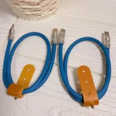 USB Type‑C ケーブル 0.5m 2本セット 青＋ケーブルバンド付き
