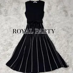 【ROYAL PARTY】ラインニットフレアワンピース ブラック フリーサイズ
