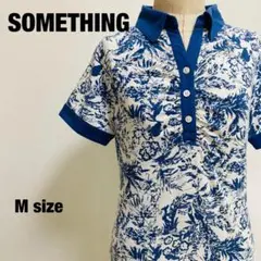 サムシング SOMETHING ポロシャツ 花柄 ブルー Mサイズ 【843】