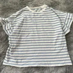 【美品✨】ボーダー フレアスリーブ Tシャツ M 綿 カジュアル