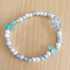 くまと蝶モチーフブレスレット