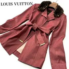 【美品】Louis Vuitton ウール混 デニムジャケット ダミエ柄 ミンク