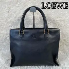 LOEWE ハンドバッグ レザー アナグラム ゴールド金具 ロゴ型押し ブラック