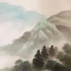 大 華 作 絹本水墨山水画 中島清堂 極め箱在 良好状態 大 華 作 絹本水墨山水画 中島清堂 極め箱在 良好状態 絵画
