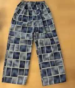 【ショコラフィネローブ】ブロック柄イージーパンツ　ウエストゴムchocol