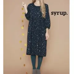 syrup. シロップ　ガーリーシックな星空ワンピース　Ｓ　星柄　ネイビー