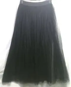 チュールボリュームフレアースカート　ブラック