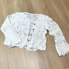 キッズ レースカーディガン ホワイト 長袖 120〜130サイズ相当 ガーリー