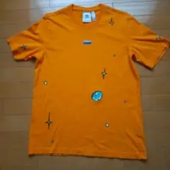 adidas 宇宙デザイン Tシャツ オレンジ M