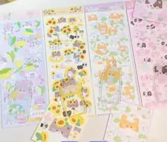 動物と花の透明シール5シートセット