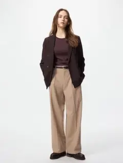 ユニクロ タックワイドパンツ 黒 ブラック M★タグなし新品