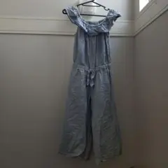 GAPストライプ柄オフショルダーオーバーオール L (140 cm)