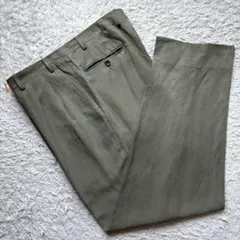 ★リネン×シルク★ CANALI 2プリーツ スラックス イタリア製 カーキ