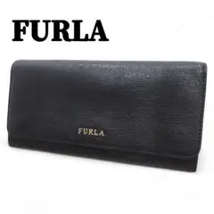 美品　FURLA　フルラ　長財布　フラップ　ダブルホック　サフィアーノレザー　黒
