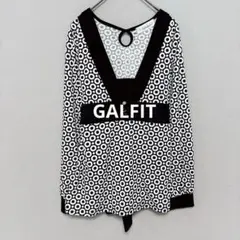 GALFIT/チュニック/白黒円形模様 Vネック長袖シャツ/キャミ付き2639