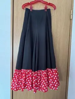フラメンコ スカート 赤白の水玉