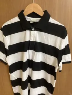 Temptation ポロシャツ Mサイズ 白黒ストライプ