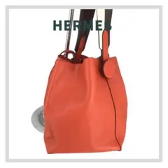 HERMES エルメス リコル 17 巾着 ショルダー カプシーヌ×ハバナ×白