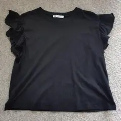 ZARA フリル袖 黒 Tシャツ M