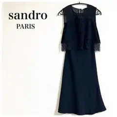 sandro ノースリーブレースワンピース　１(Ｓ) ネイビー