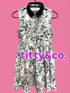 titty&co. フラワープリント ノースリーブミニワンピース 海水浴などにも