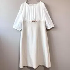 3926 東京イギン フォーマルワンピース 上品 シアー ウエスト切替 ベージュ