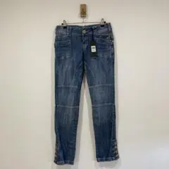 【PEPEJEANS】36 ペペジーンズ 新品未使用 イエローボタン ブルー系